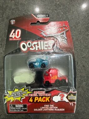 Disney Pixar Cars 3 Ooshies 4 Pack Pencil Toppers Exclusive Glow In The Dark
